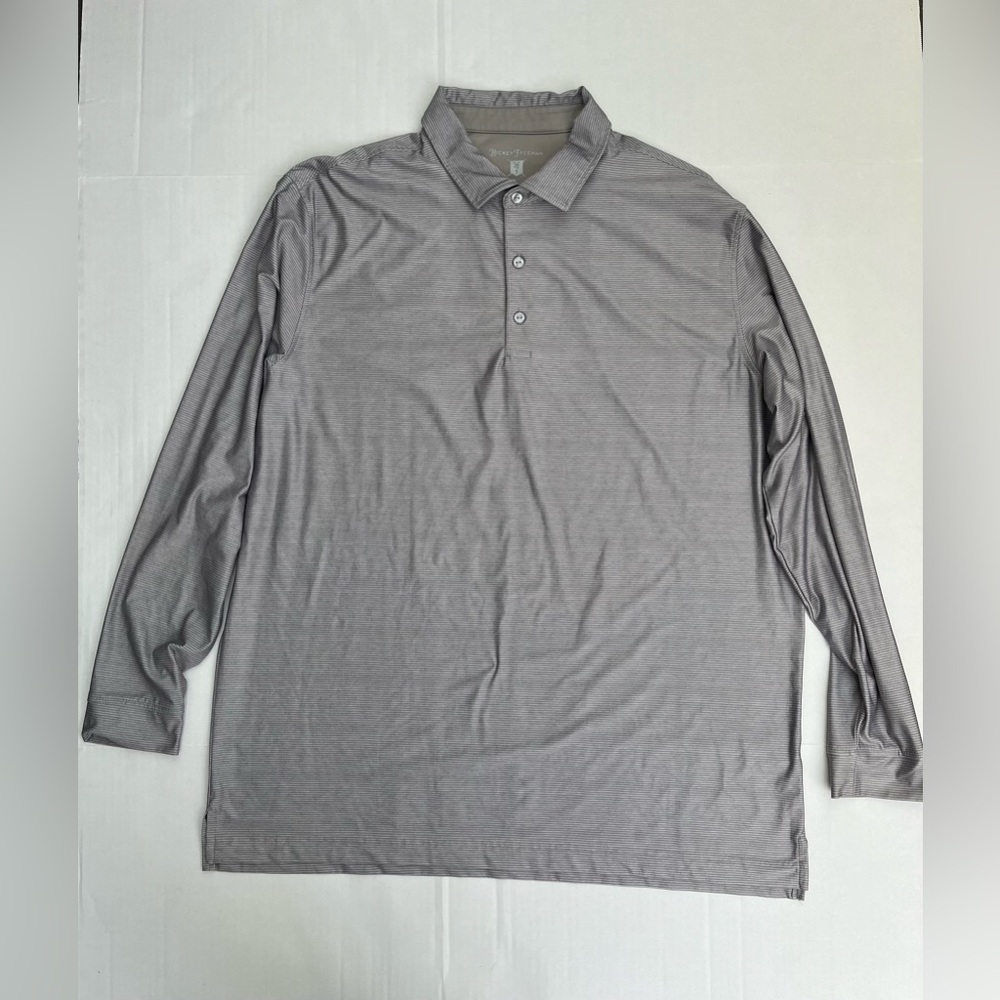 Hickey Freeman Golf‎ Polo Shirt Adult XL Gray Long Sleeve Pullover Stretch